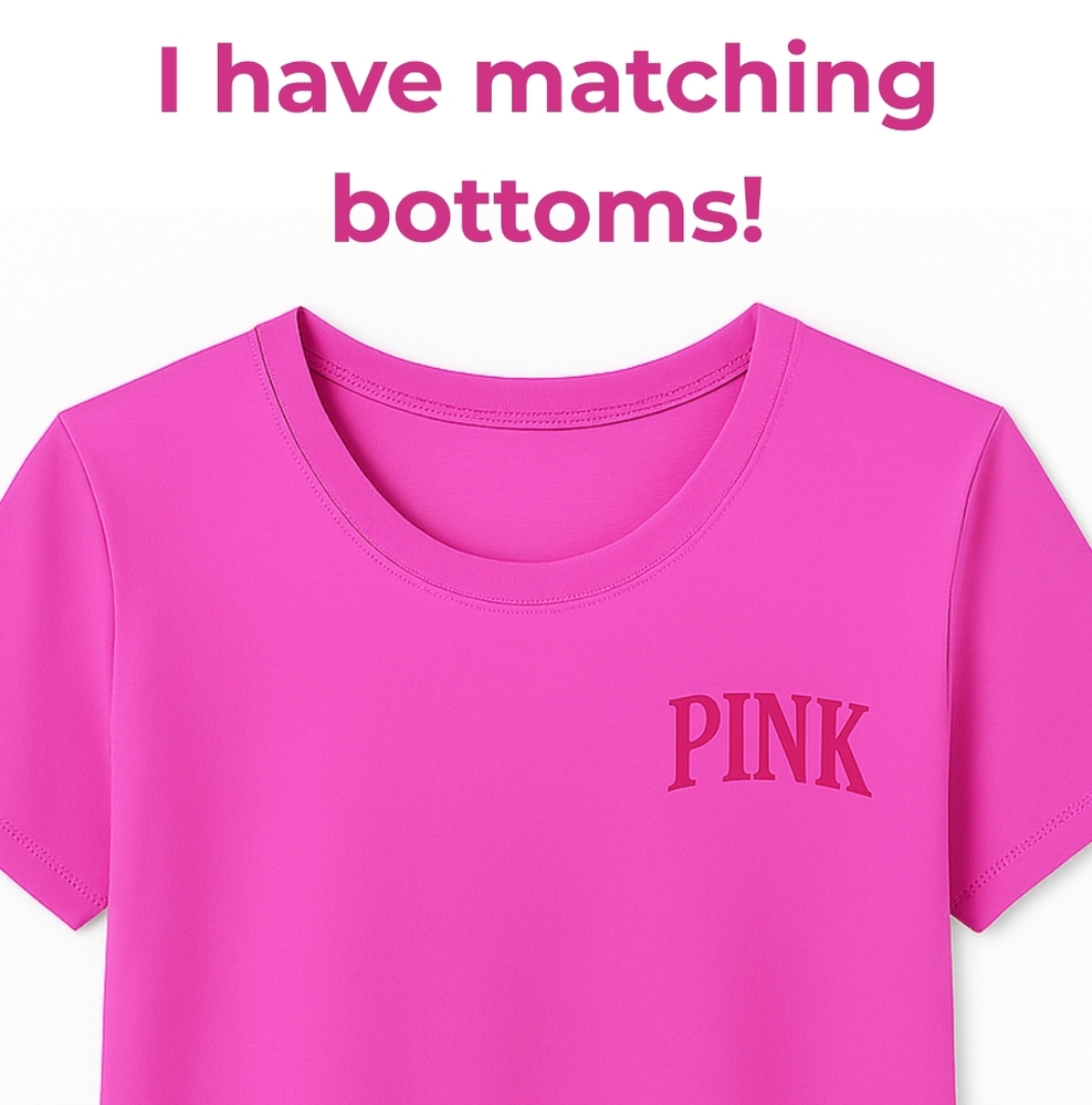 Victoria's Secret Pink Women's Cotton Tee in Fuschia -- Size L